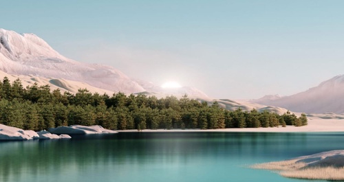 пейзаж, горы, река, бирюзовая