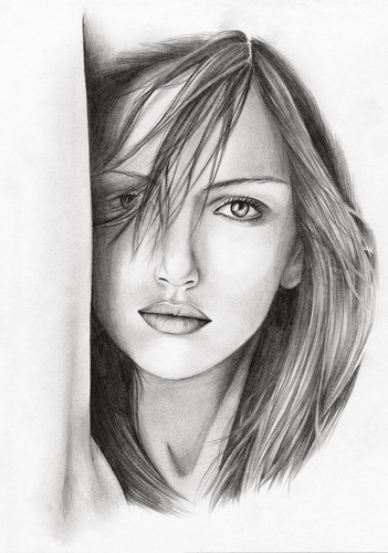 молодежные, девушка, графика, черно-белые