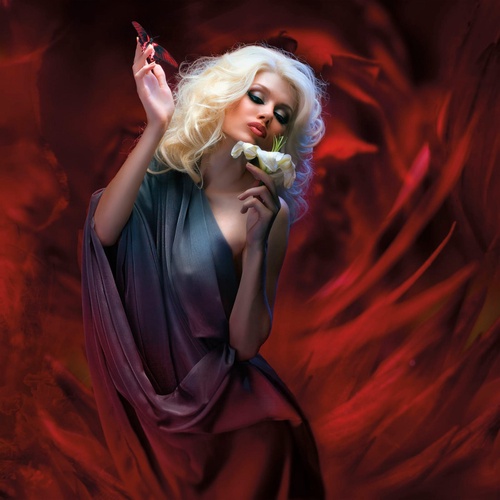 молодежные, девушка, с цветком, фото, красные