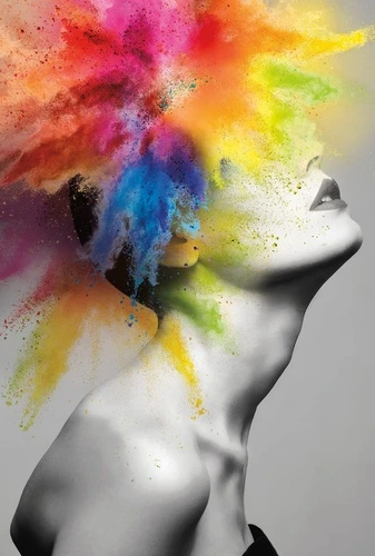 молодежные, девушка, краски