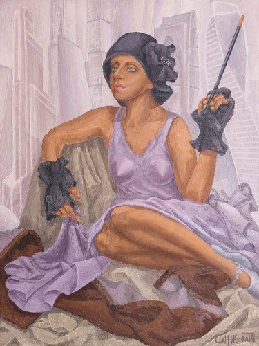 молодежные, девушка, лиловые