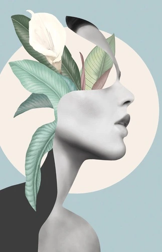 молодежные, девушка, с цветком, голубая