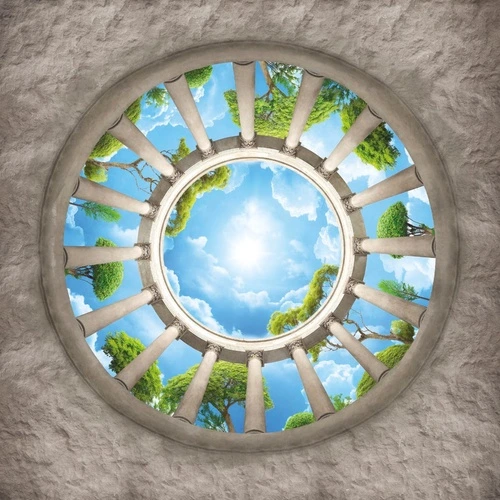 потолок, круглый, облака