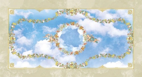 потолок, для коридора, небо, облака