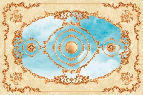 потолок, овальный, с рисунком, небо