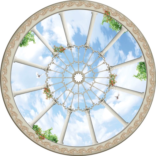 потолок, круглые, светло голубая