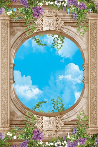 потолок, овальный, с небом