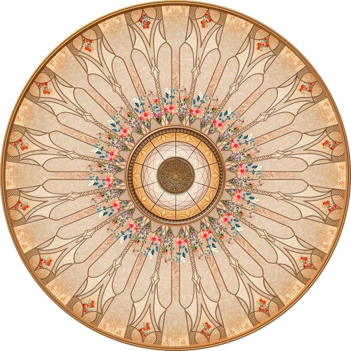 потолок, круглый, светло коричневый, с узорами