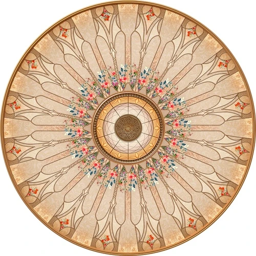 потолок, круглый, светло коричневый, с узорами