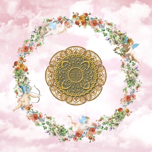 потолок, круглые, розовая, с цветами