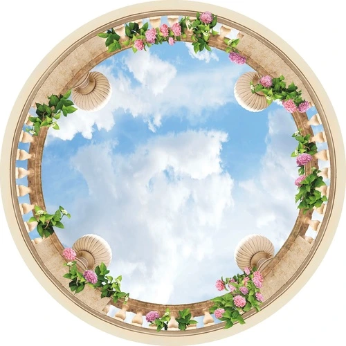 потолок, круглые, небо, с вазонами