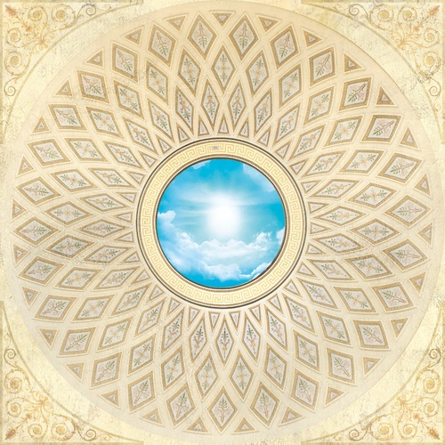 потолок, квадратный, бежевые, узоры, розетка с небом