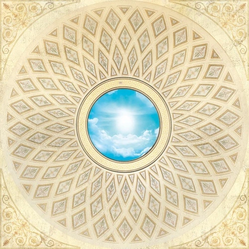 потолок, квадратный, бежевые, узоры, розетка с небом