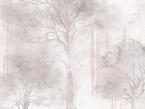 современные, графика, бежевые, лес в тумане, деревья, парк