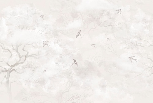 современные, дерево, птицы, светло бежевые