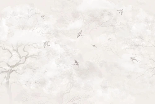 современные, дерево, птицы, светло бежевые