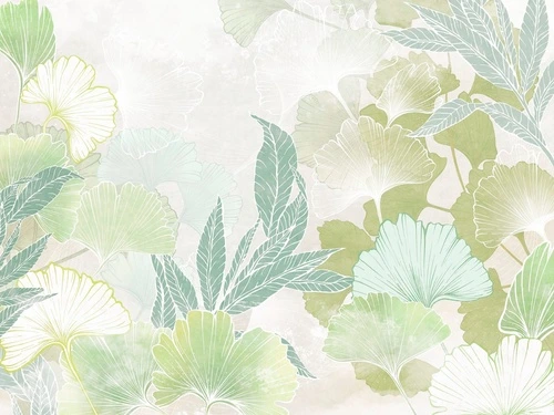 современные, листья, зеленая