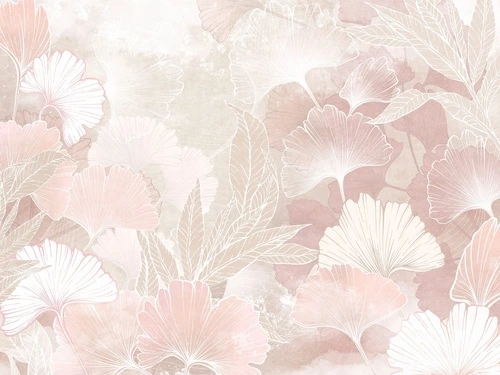 современные, листья, светло розовая