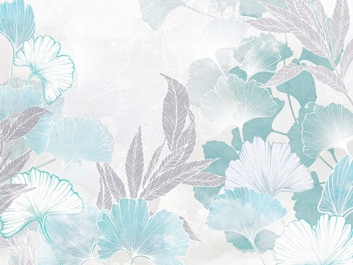 современные, листья, светло голубая