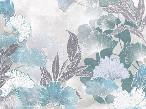 современные, листья, голубая