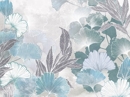 современные, листья, голубая