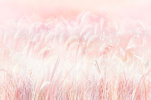 современные, колосья, светло розовая, белые