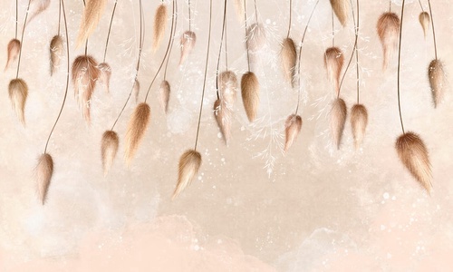 современные, свисающие, листья, с цветами, светло персиковые