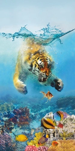 в детскую комнату, тигр, подводный мир