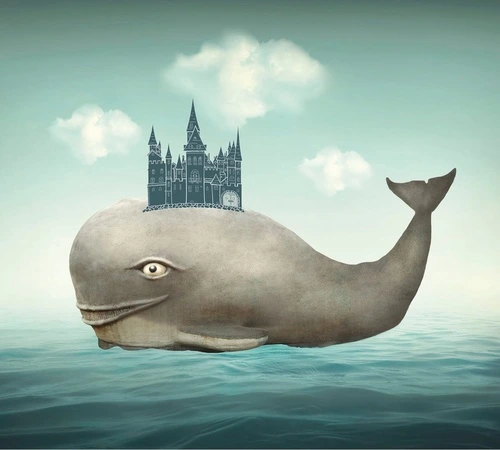 в детскую комнату, кит, море, замок, сказочный кит, кит из сказки