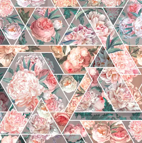 лепестки, пионы, линии, цветы, геометрия