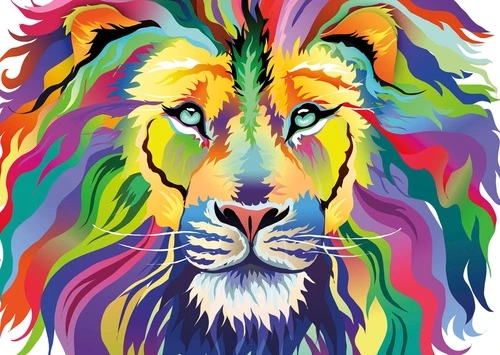 в детскую комнату, лев, цветные