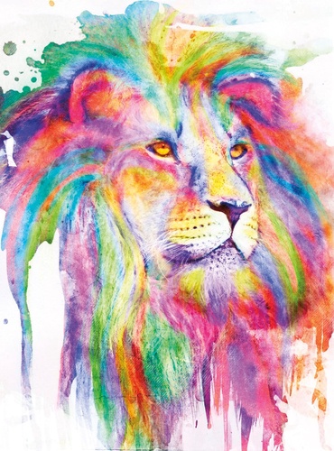 в детскую комнату, лев, разноцветные, акварель