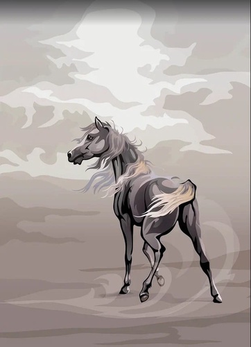 в офис, лошадь, рисунок