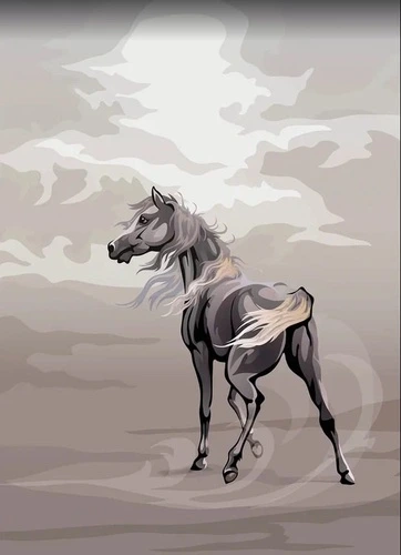 в офис, лошадь, рисунок