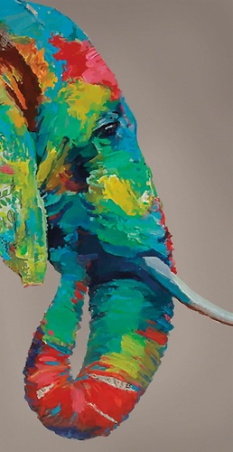 живопись, слон, сине-зеленая