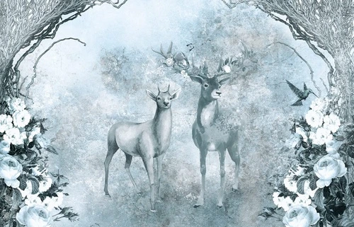 в детскую комнату, олени, серо-голубые