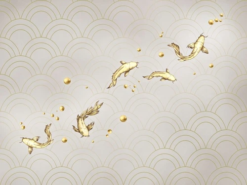 в спальню, рыбы, золотые, на сером фоне