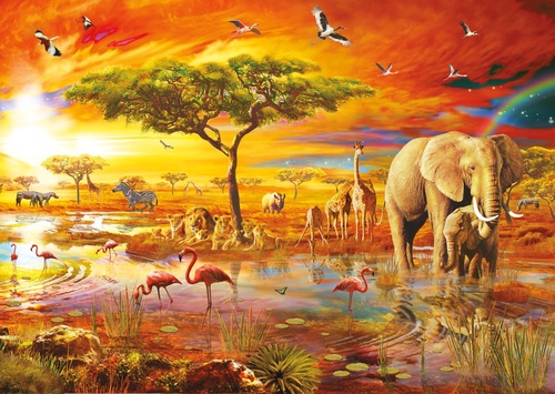 в детскую комнату, саванна, звери, закат