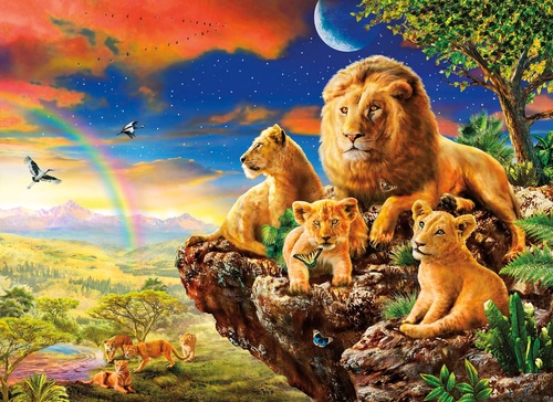 в детскую комнату, львы, семейство львов