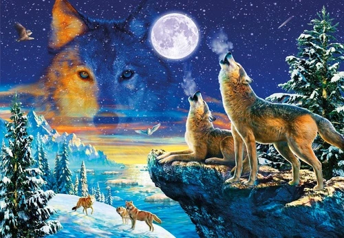 в детскую комнату, волки, синяя