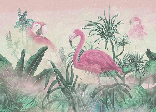 в детскую комнату, фламинго, розовая