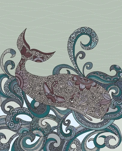 графика, кит, черные, бирюзовая