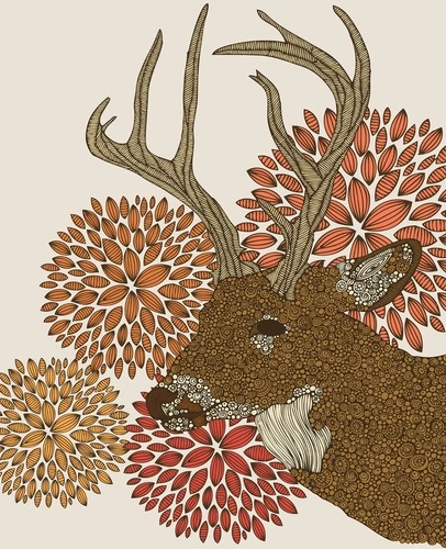 графика, олень, коричневая