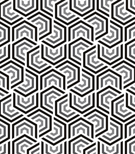 абстракция, черно-белые, узор, пятиугольники