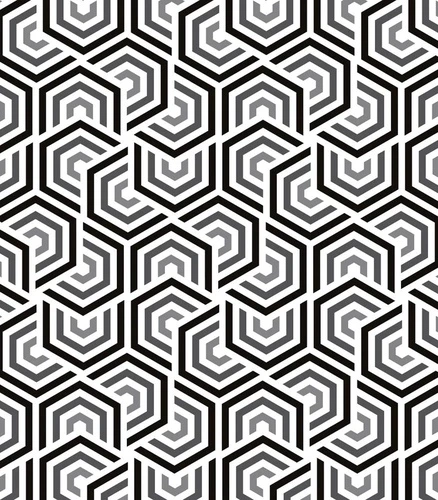 абстракция, черно-белые, узор, пятиугольники