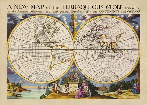 в офис, в кабинет, карта старинная