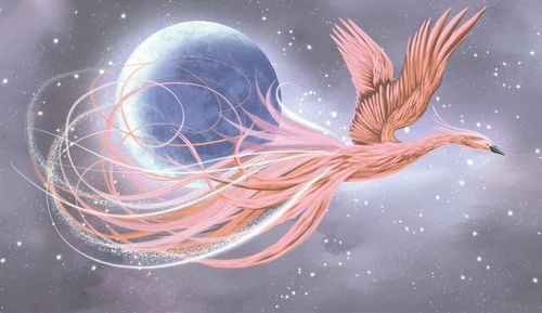 в детскую комнату, жар птица, коралловая