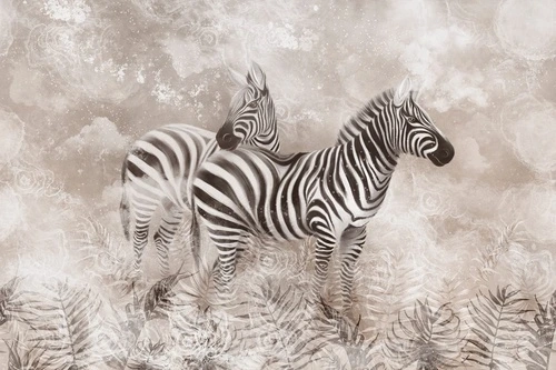 живопись, зебры, бежевые