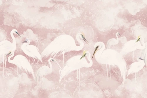 в детскую комнату, журавли, цапли, розовая