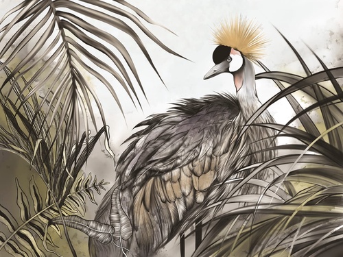 живопись, птица, бежевые